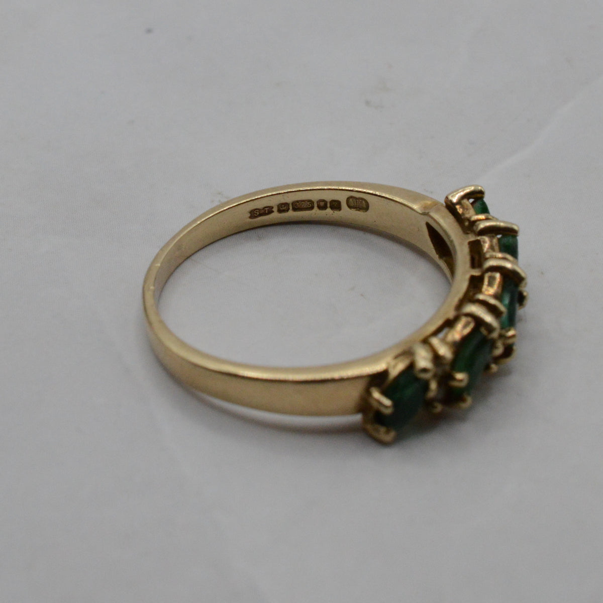 1990s 9ct Gold Emerald & Diamond Half-Eternity Ring