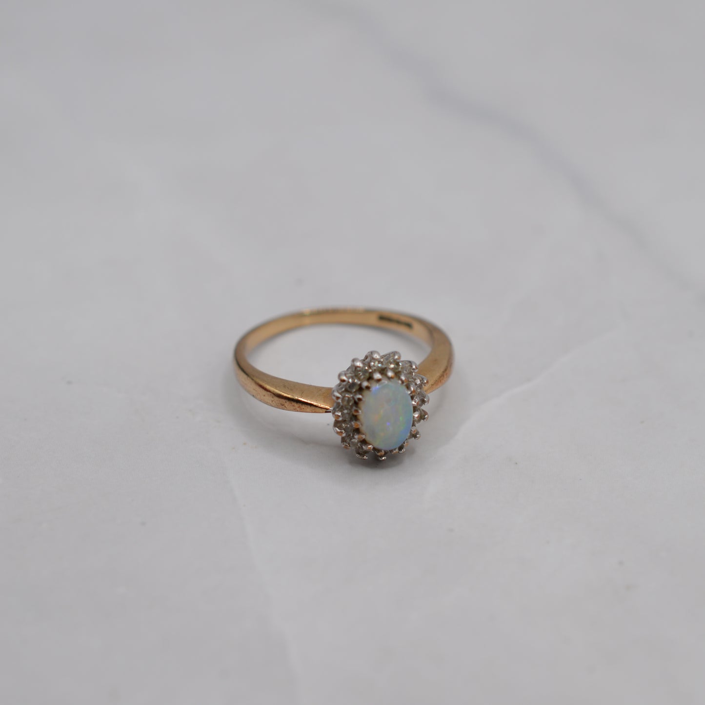9ct Gold Opal & Diamond Cluster Ring