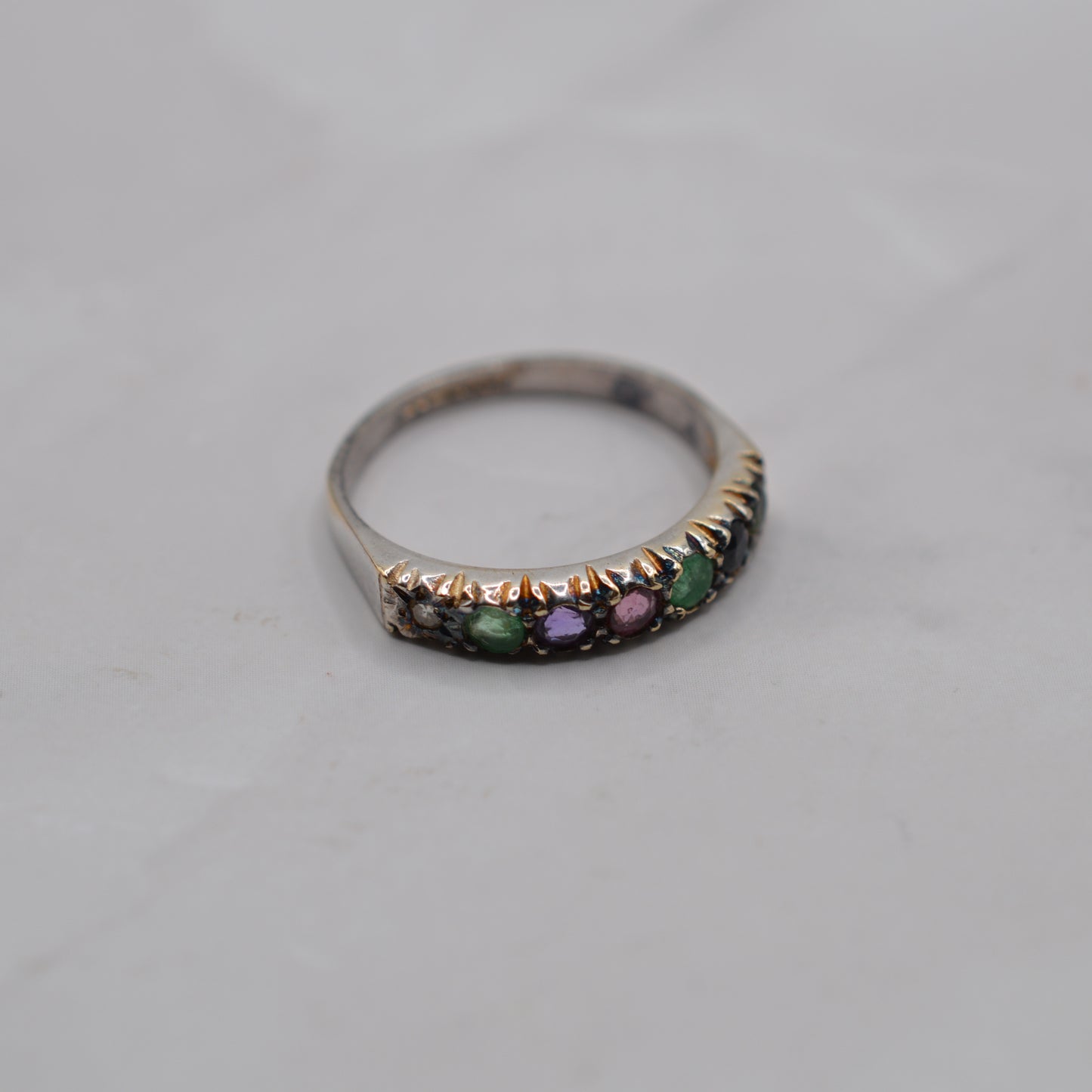 1980s Vintage 9ct White Gold ‘DEAREST’ Acrostic Half-Eternity Ring