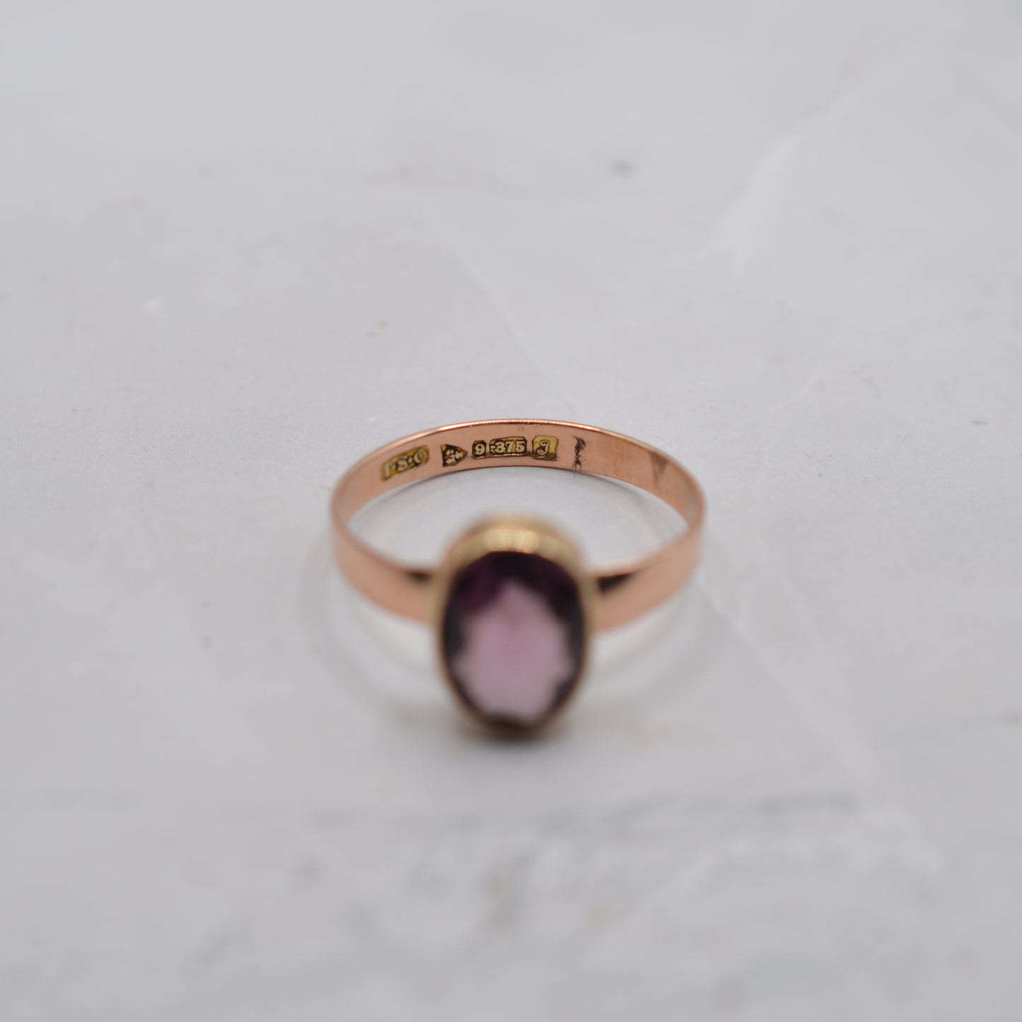 Antique 1919 9ct Gold Tourmaline Bezel-Set Ring
