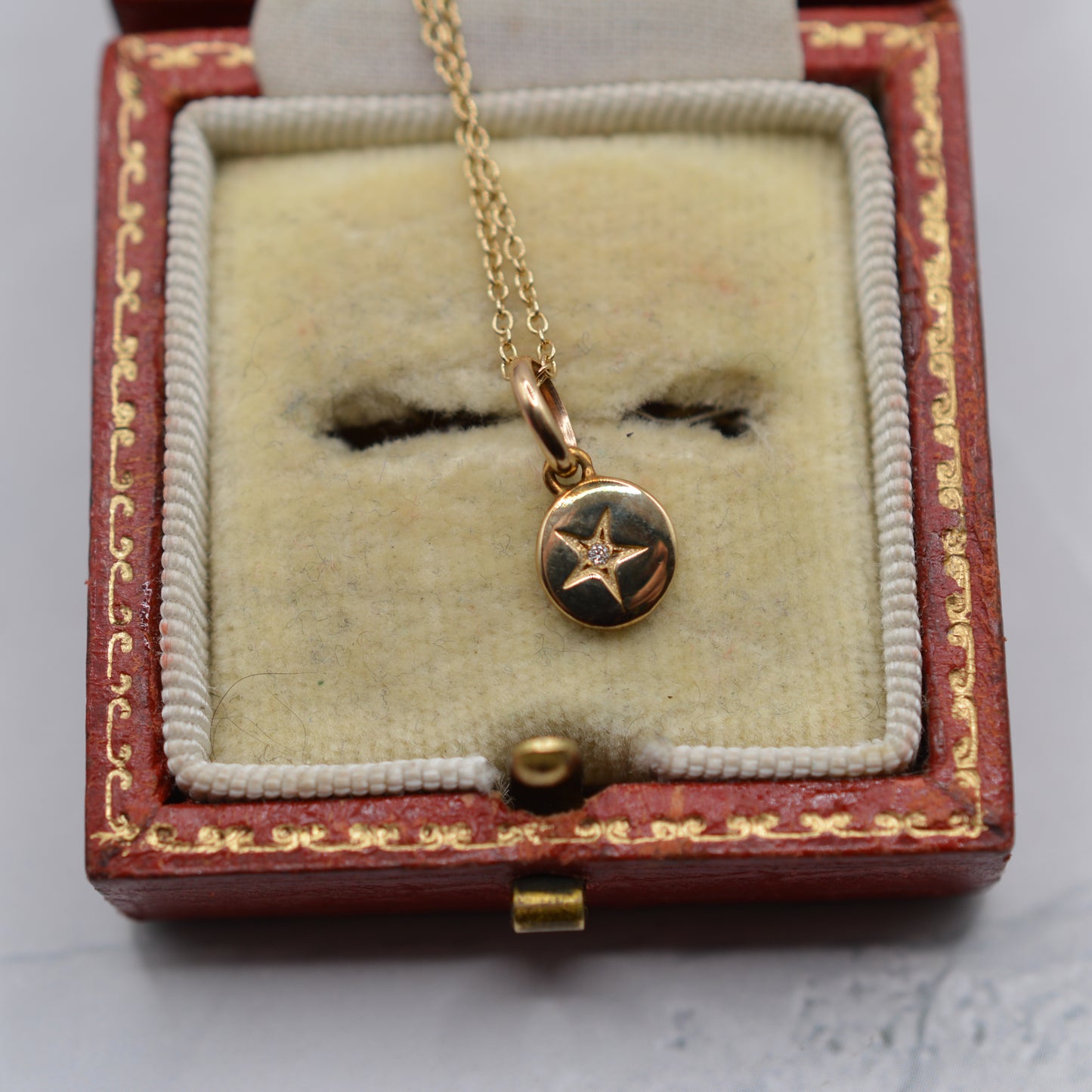 1997 Liberty London 9ct Gold Diamond Star-Set Pendant Necklace (18”)