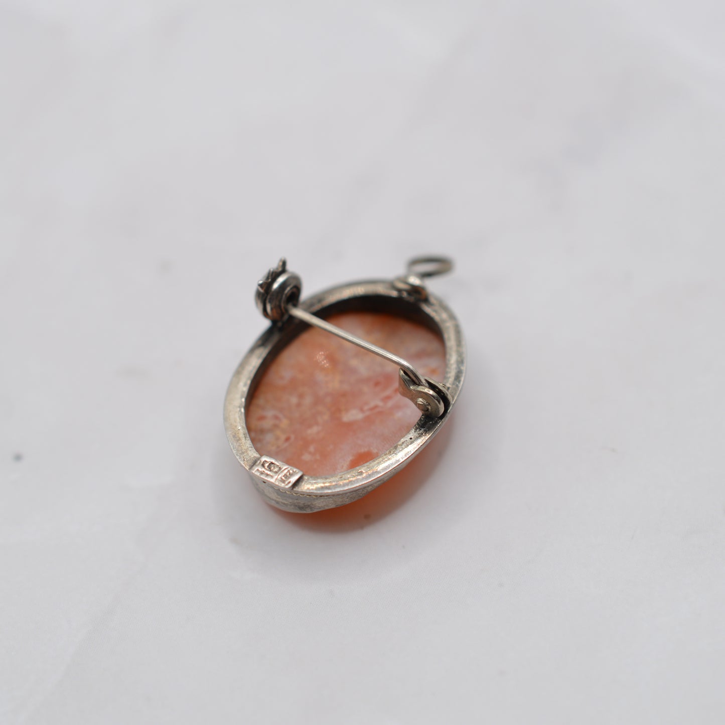 Vintage Sterling Silver Shell Cameo Brooch/Pendant