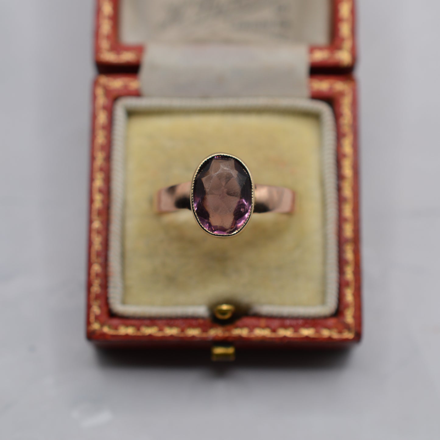 Antique 1919 9ct Gold Tourmaline Bezel-Set Ring