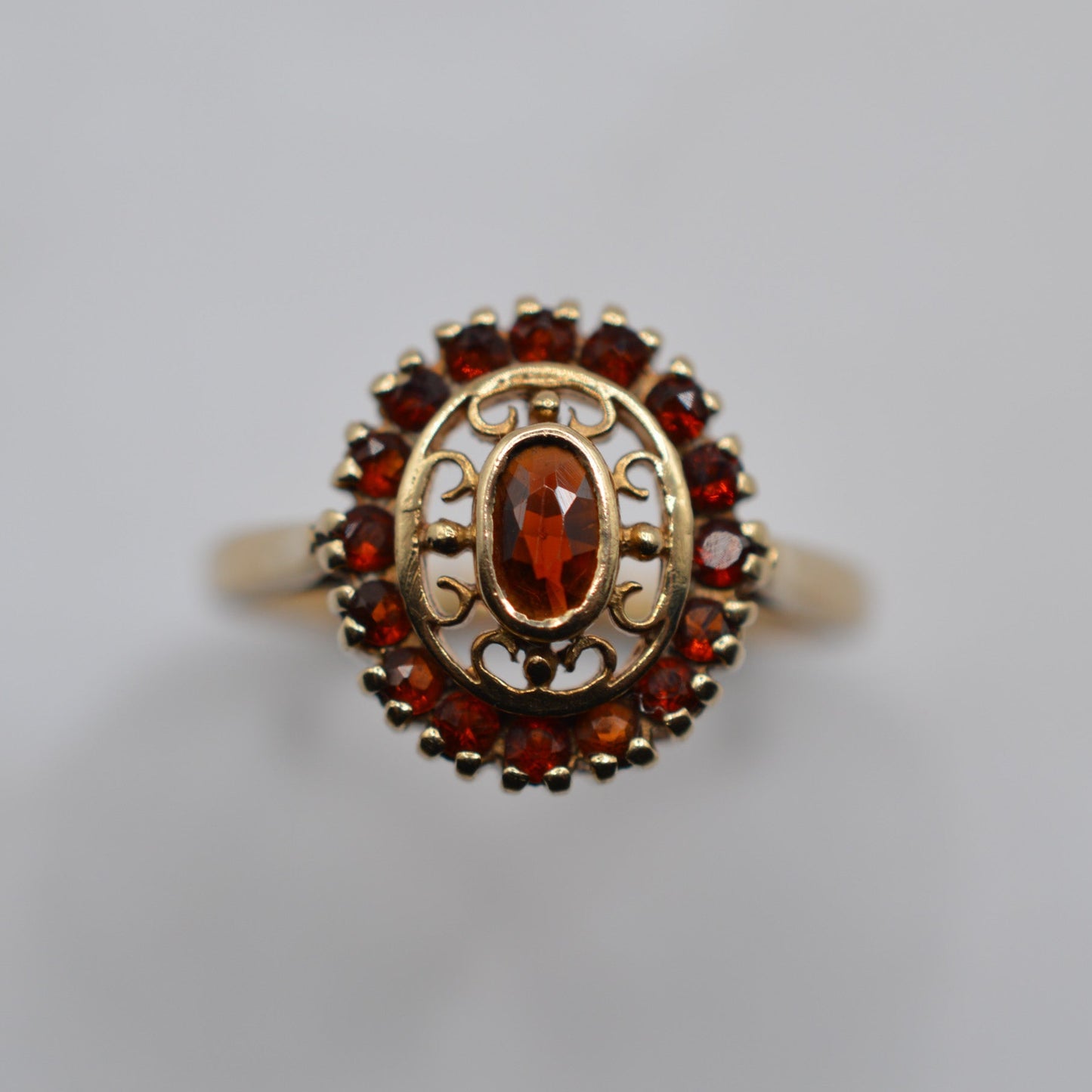 1990s Vintage 9ct Gold Garnet Dress Ring