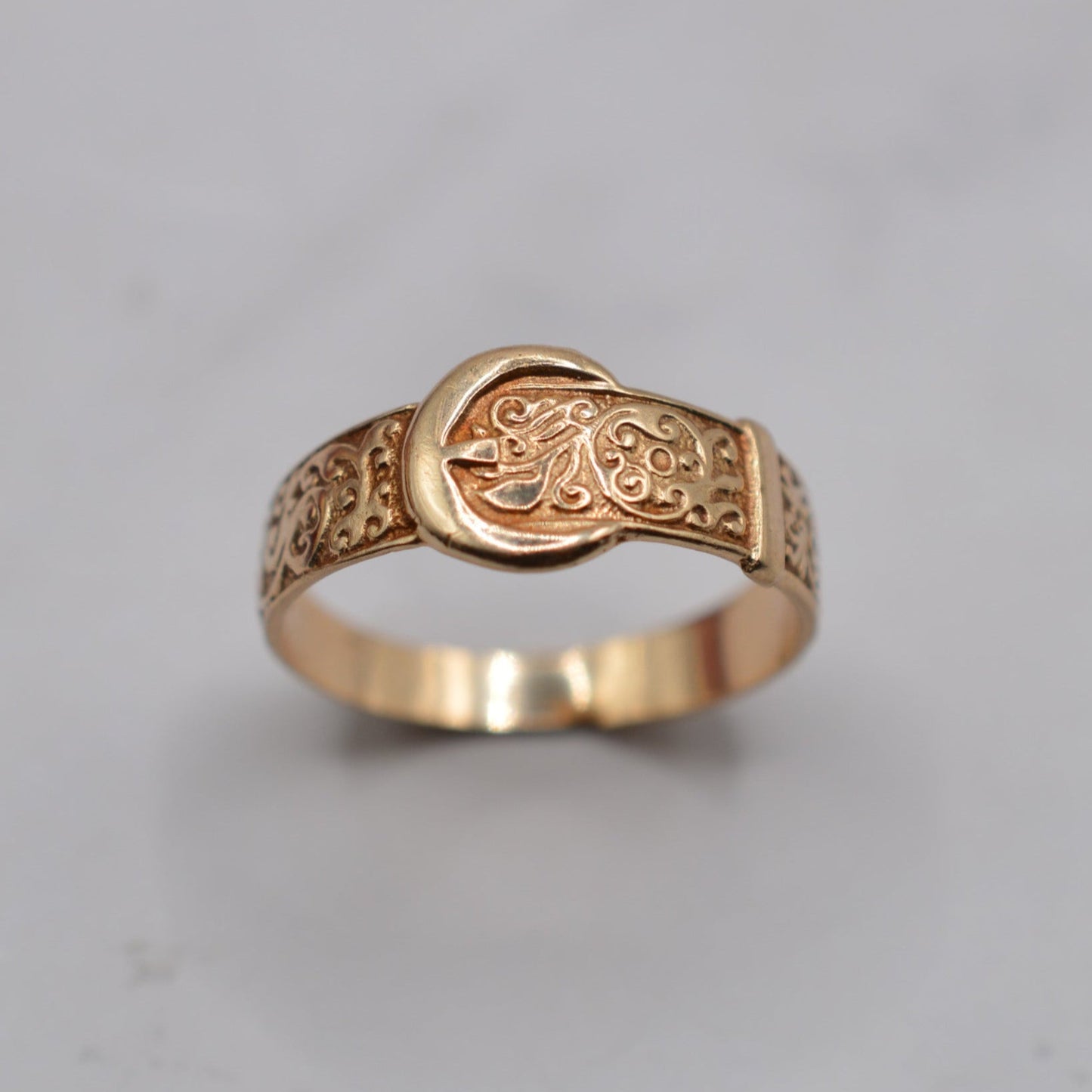 1970s Vintage 9ct Gold Buckle Ring