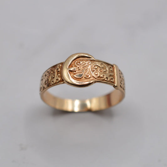 1970s Vintage 9ct Gold Buckle Ring
