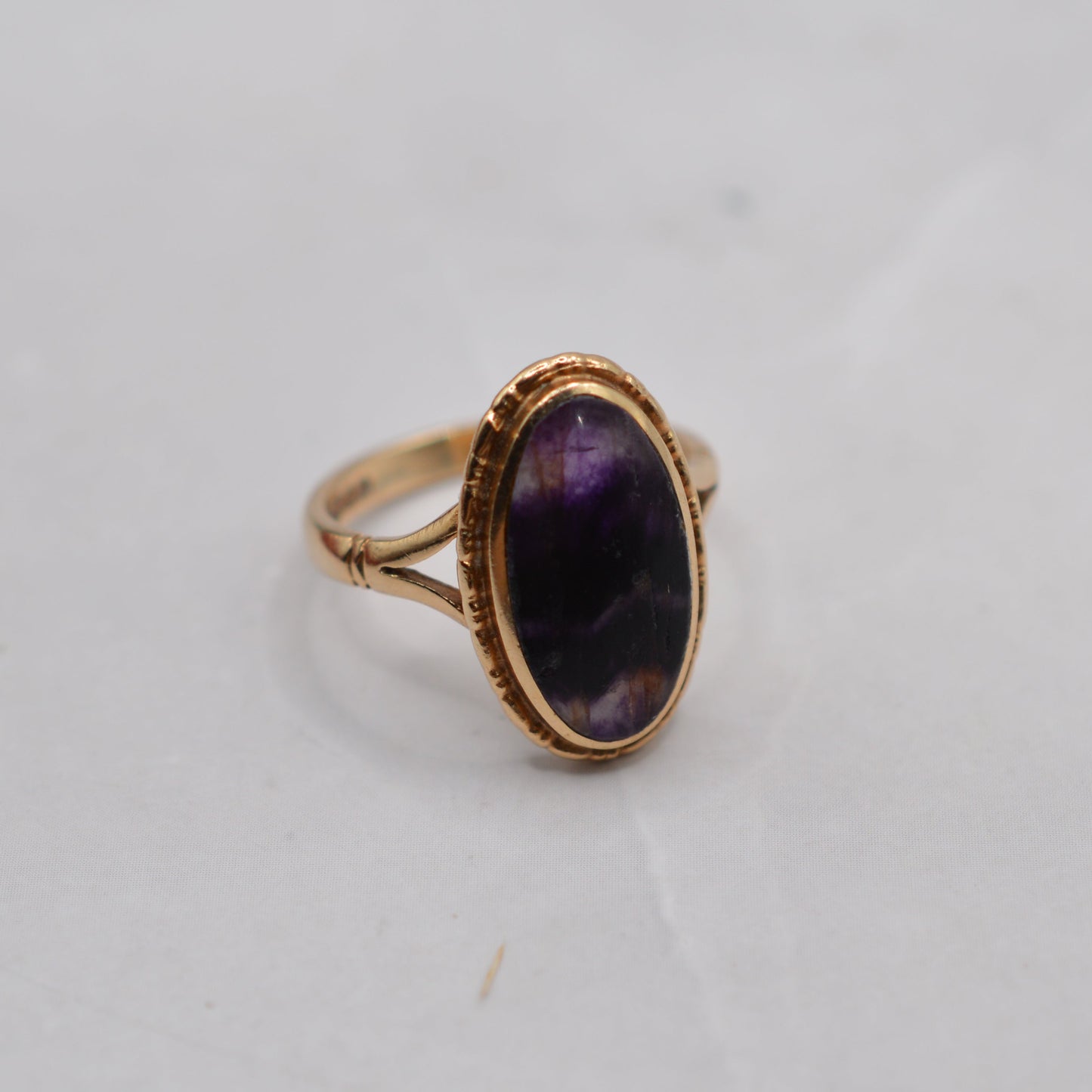 1970s Vintage 9ct Gold Blue John Ring