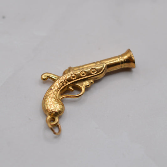 1970s Vintage 9ct Gold Pistol Gun Charm