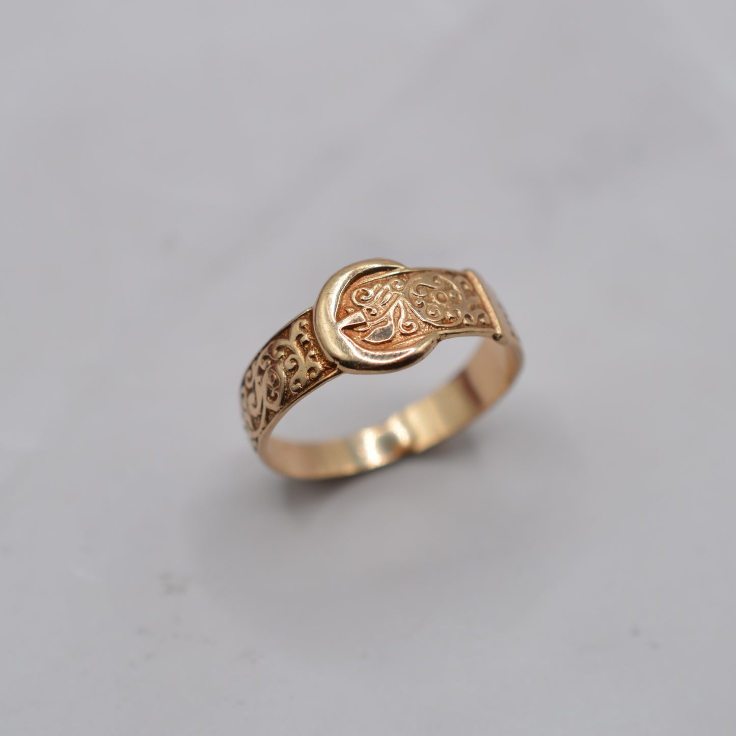 1970s Vintage 9ct Gold Buckle Ring