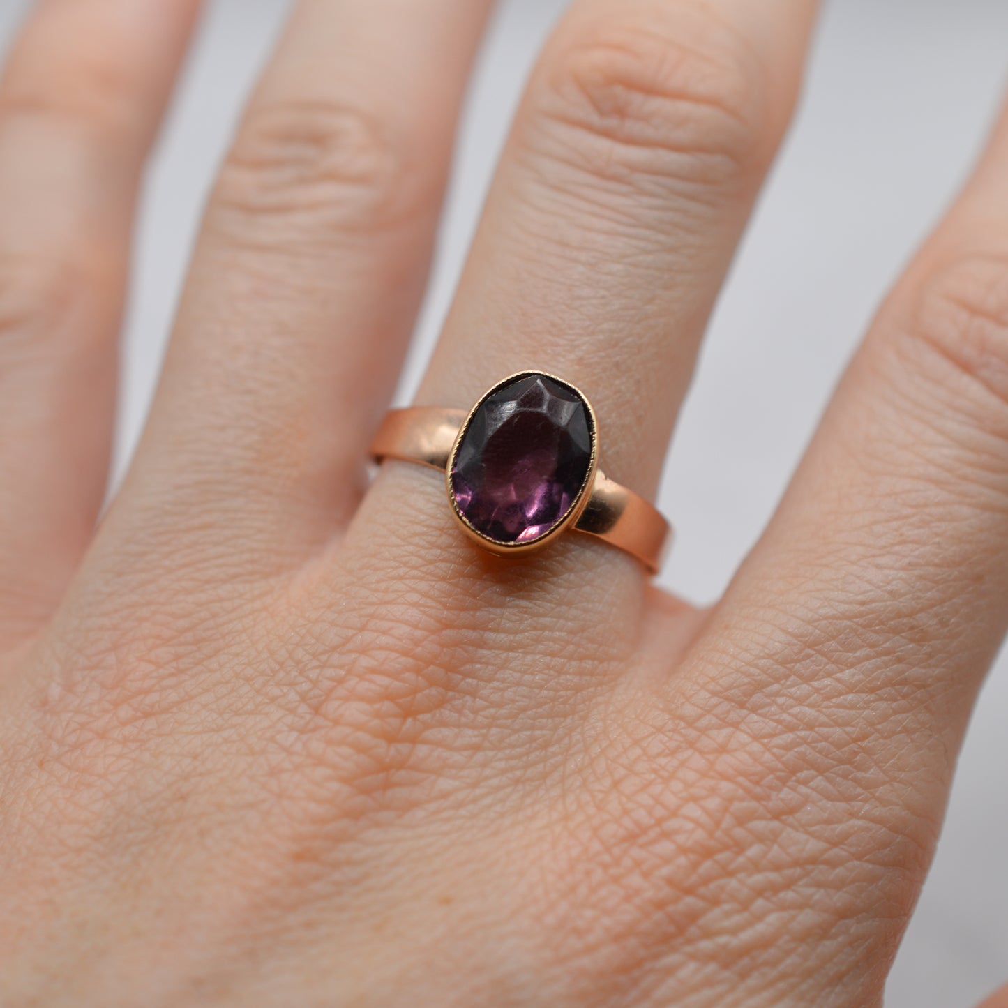 Antique 1919 9ct Gold Tourmaline Bezel-Set Ring