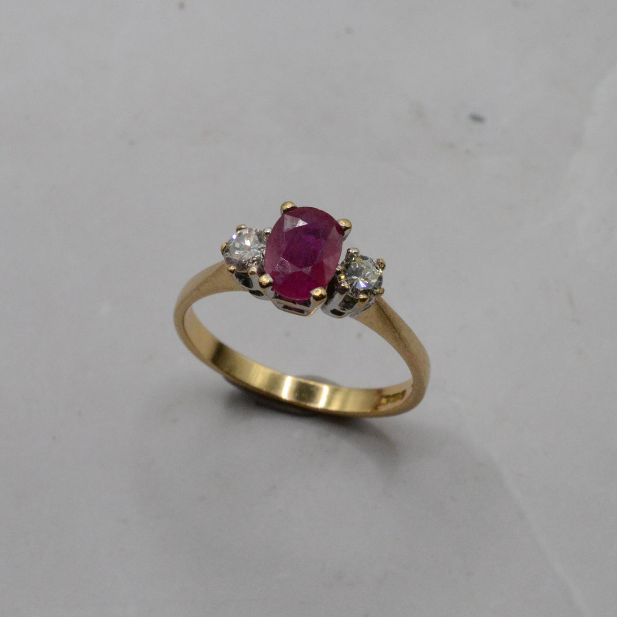 18ct Gold Ruby & Diamond Trilogy Ring