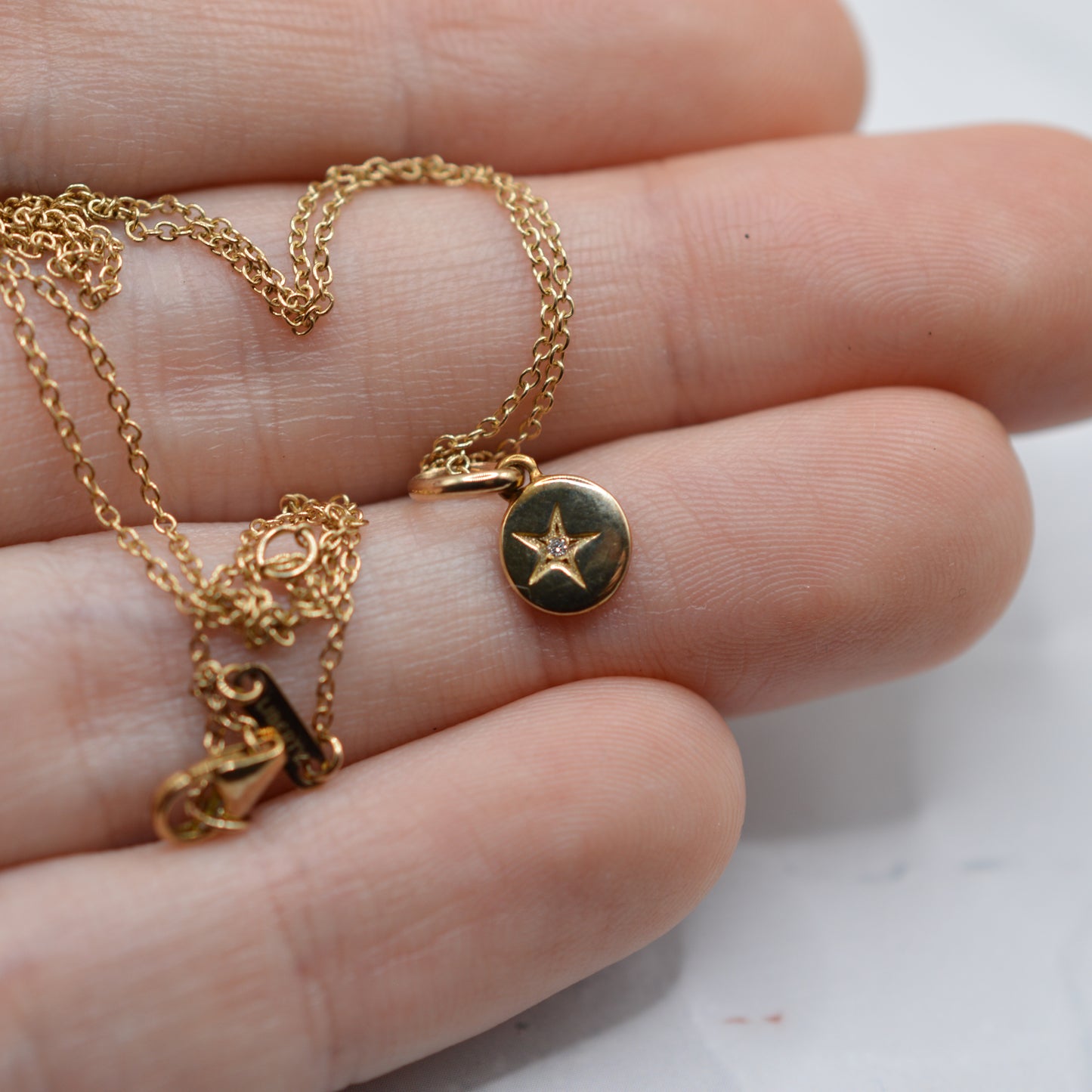 1997 Liberty London 9ct Gold Diamond Star-Set Pendant Necklace (18”)