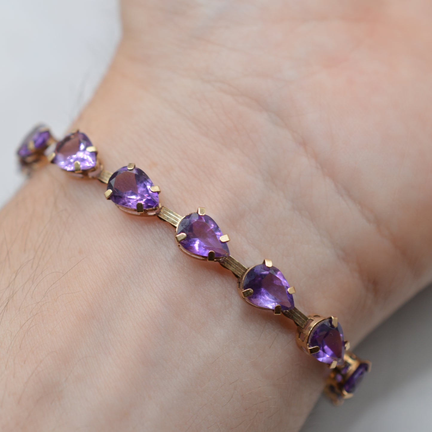 9ct Gold Amethyst Line Bracelet (7.5")