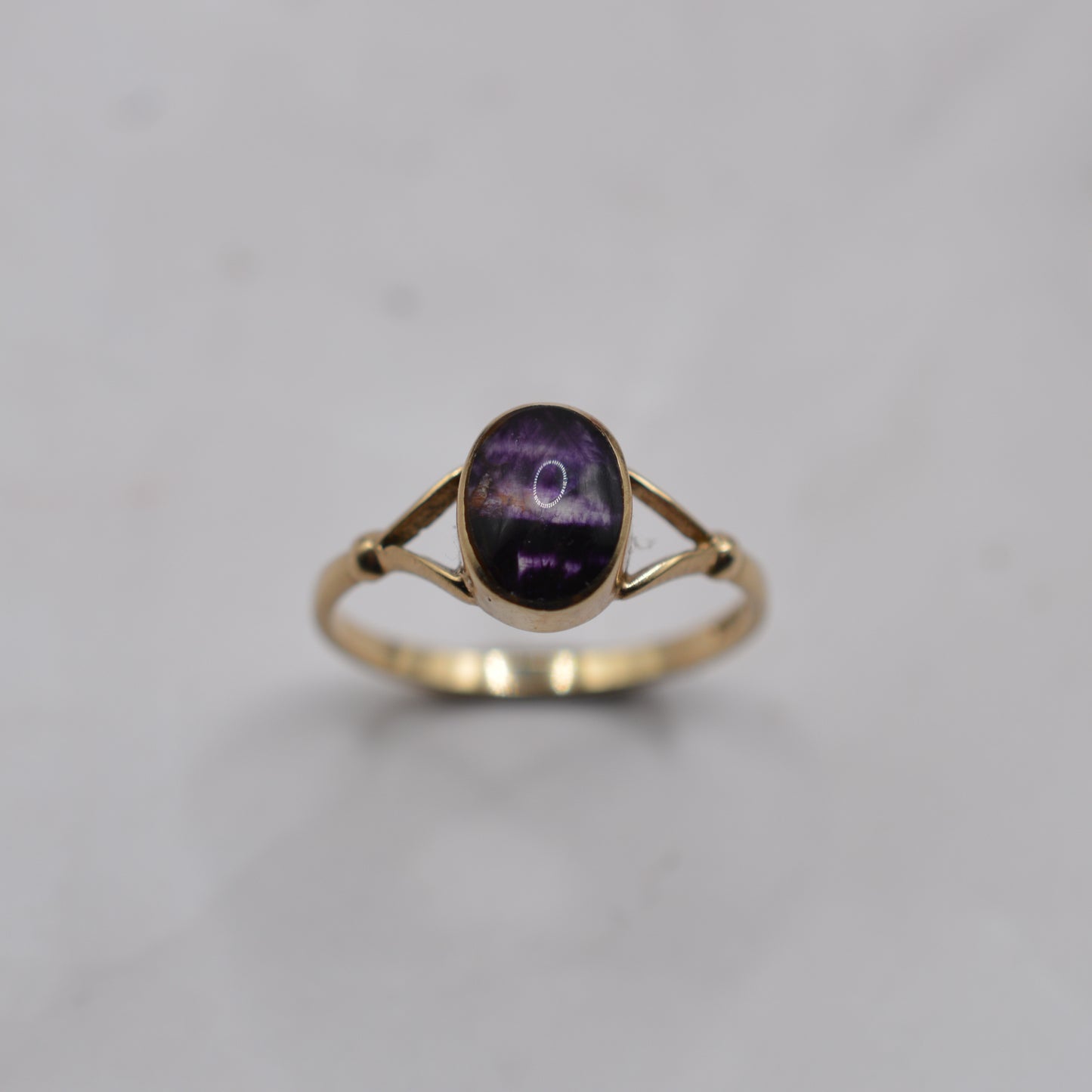 1990s 9ct Gold Blue John Ring