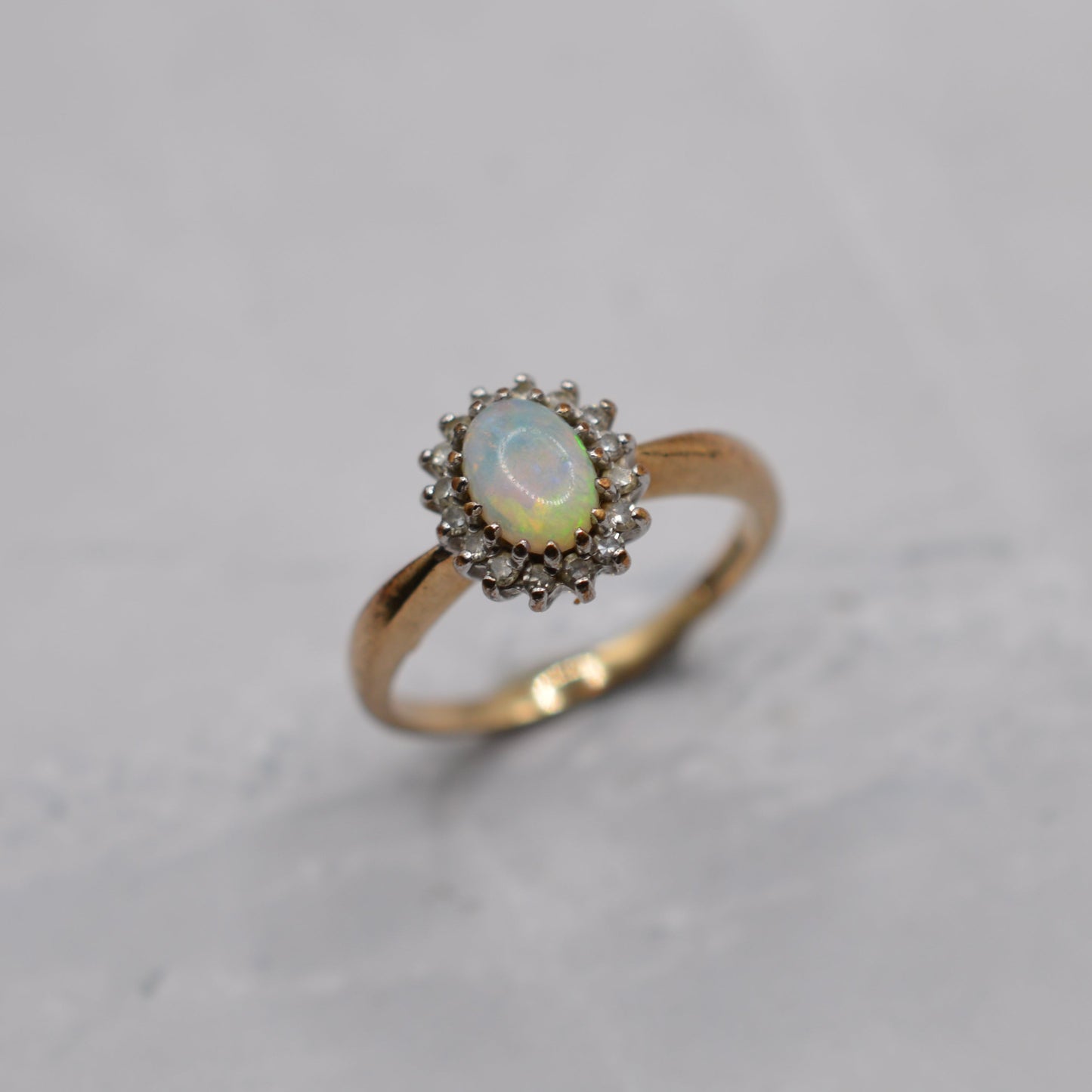 9ct Gold Opal & Diamond Cluster Ring