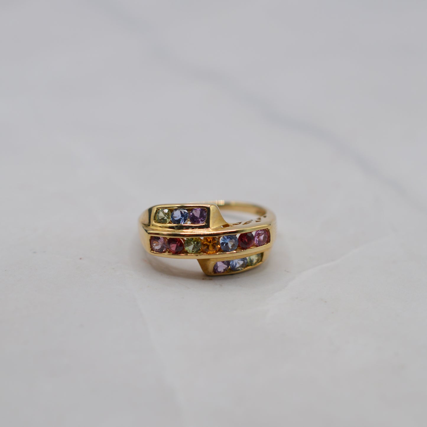 Y2K Chunky 9ct Gold Sapphire & Ruby Ring