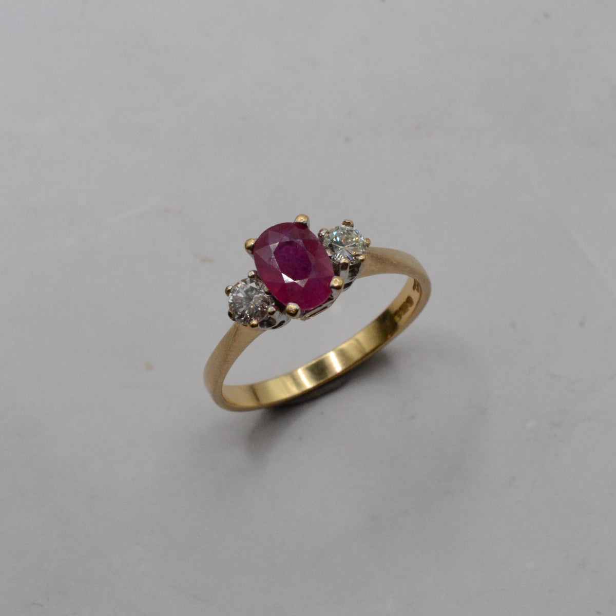 18ct Gold Ruby & Diamond Trilogy Ring
