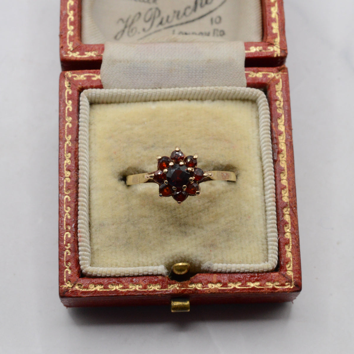 1970s Vintage 9ct Gold Garnet Cluster Ring