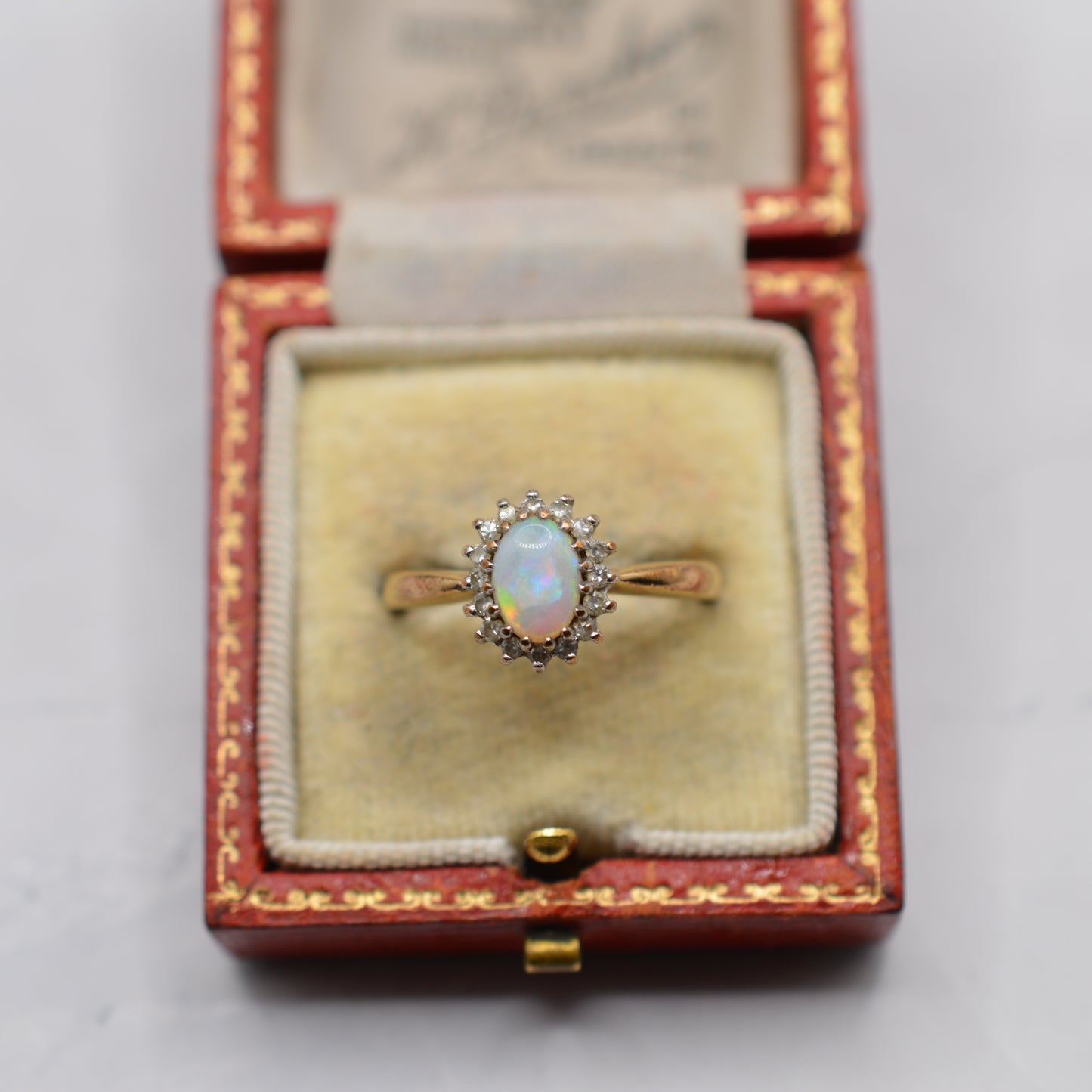 9ct Gold Opal & Diamond Cluster Ring