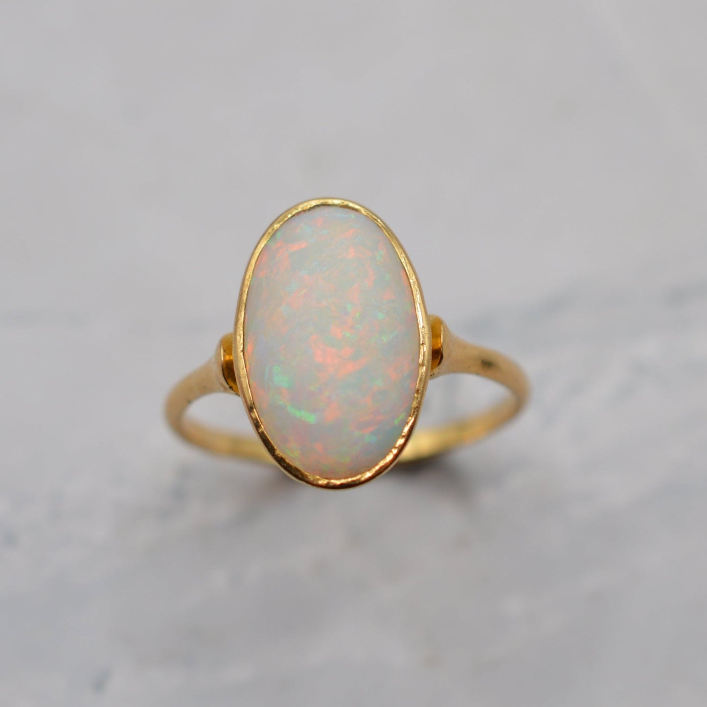 Antique 18ct Gold Opal Solitaire Ring