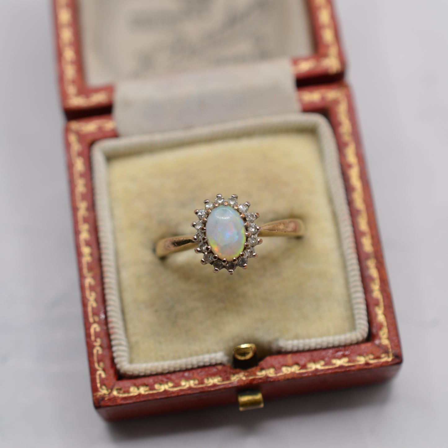 9ct Gold Opal & Diamond Cluster Ring