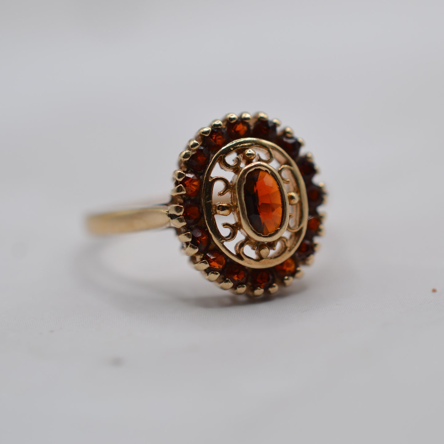 1990s Vintage 9ct Gold Garnet Dress Ring