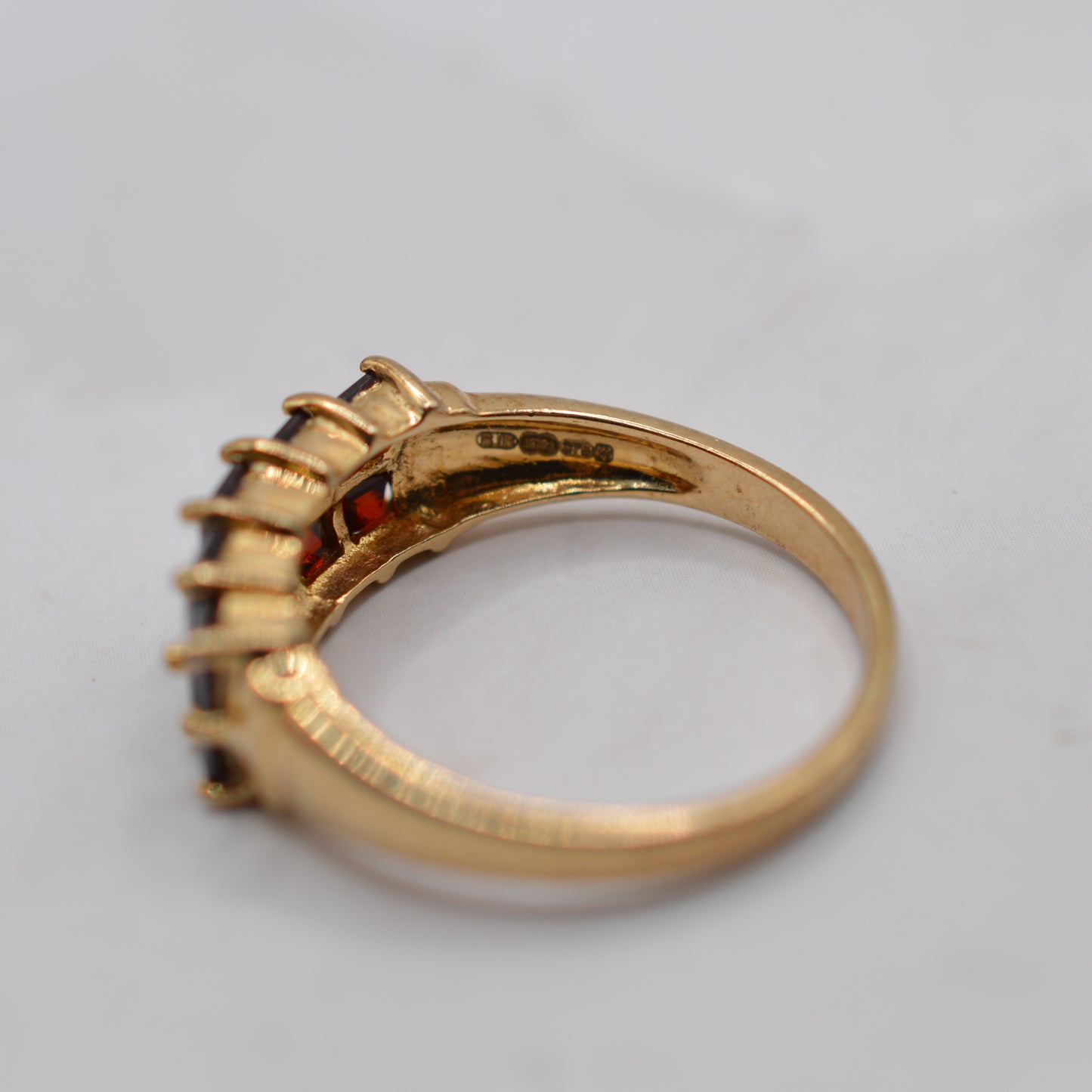 9ct Gold Garnet Square-Cut Double-Row Ring
