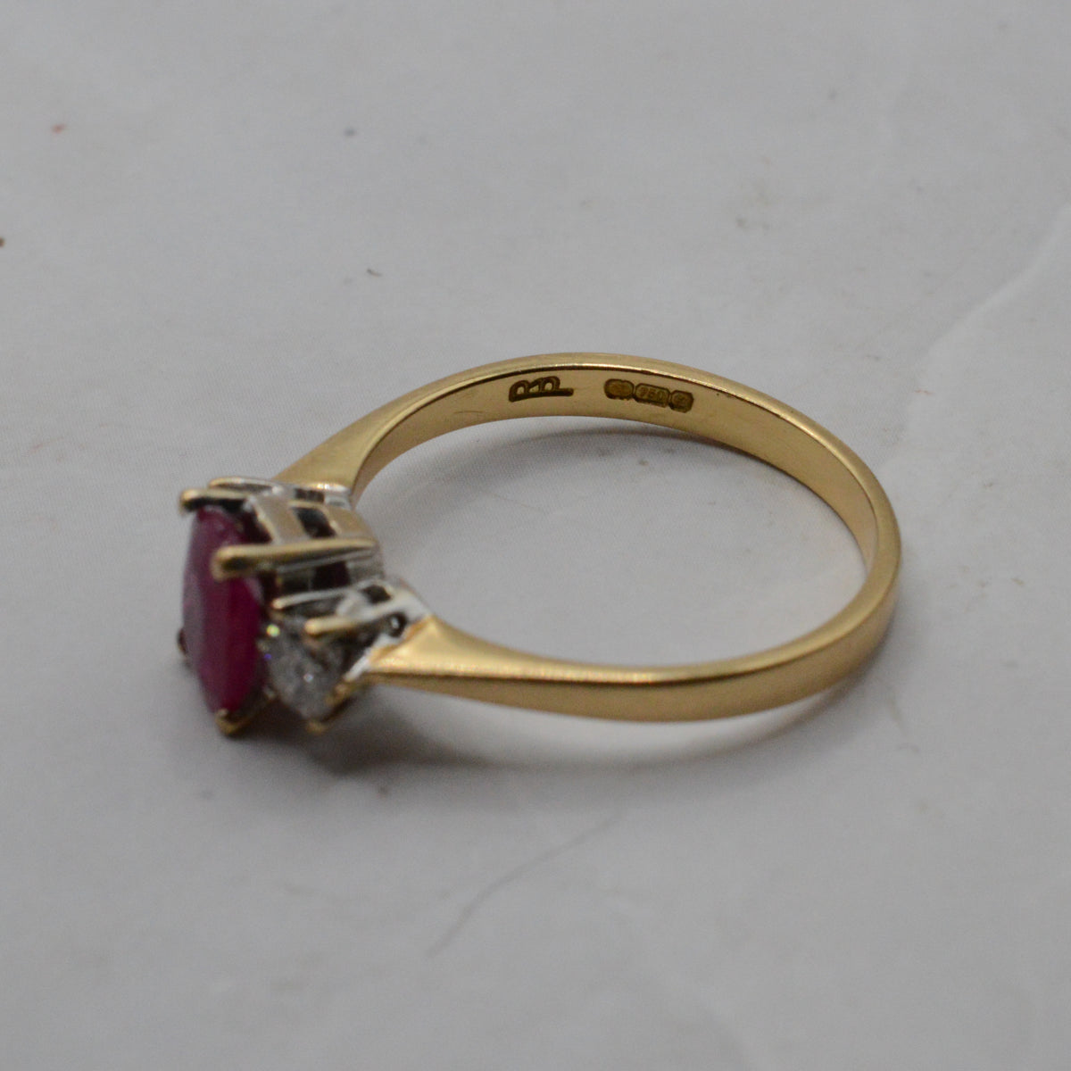 18ct Gold Ruby & Diamond Trilogy Ring