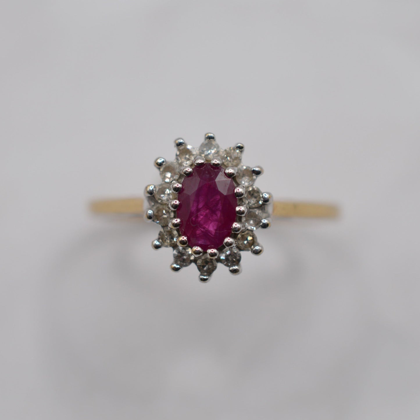 9ct Gold Ruby & Diamond Cluster Ring