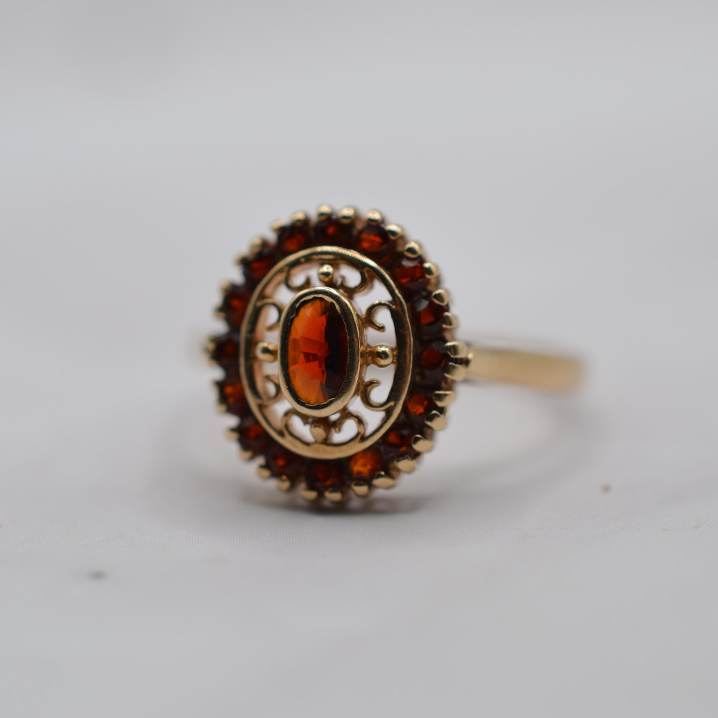 1990s Vintage 9ct Gold Garnet Dress Ring