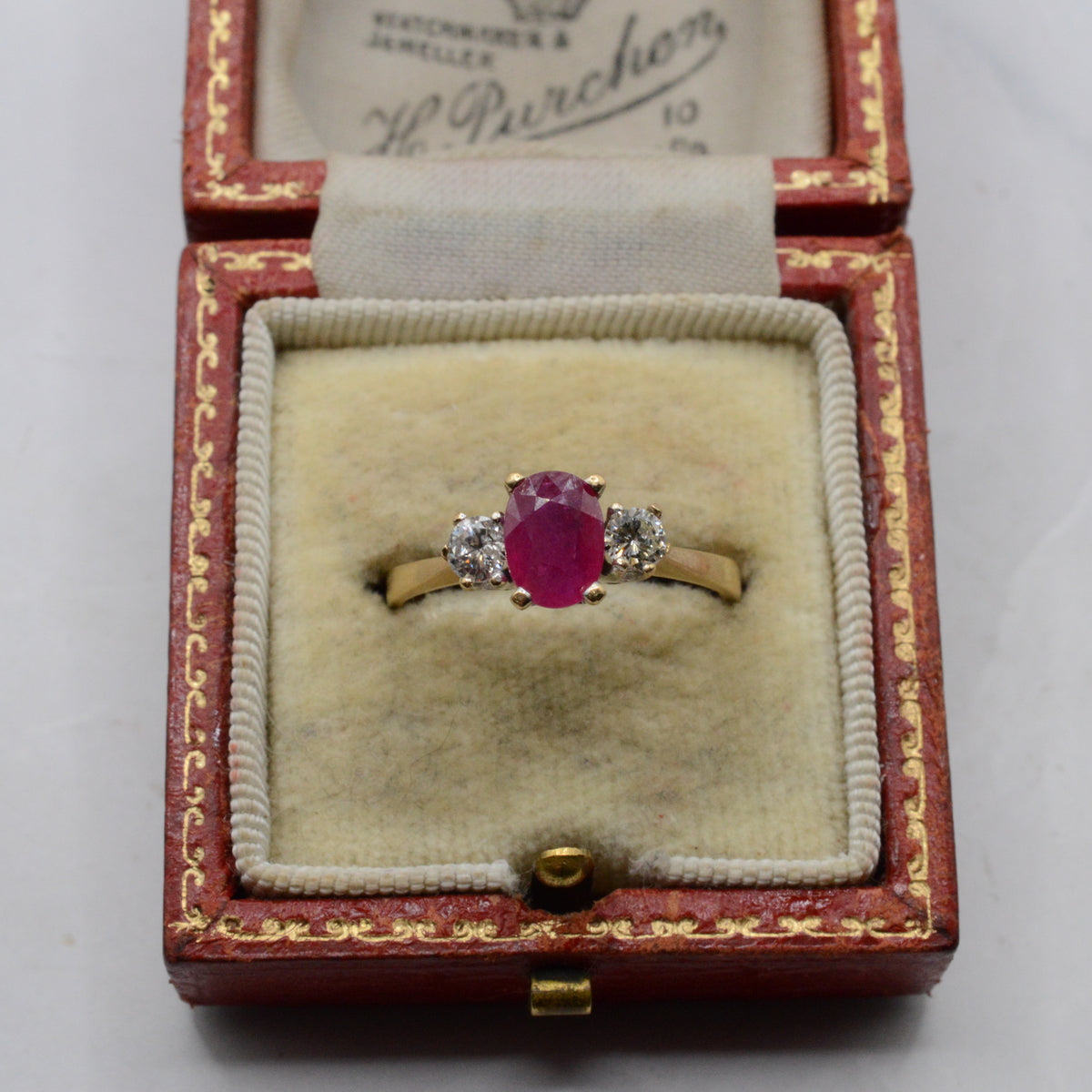 18ct Gold Ruby & Diamond Trilogy Ring