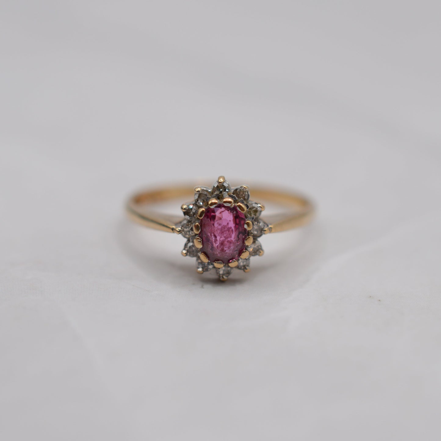 1980s 9ct Gold Ruby & Diamond Cluster Ring