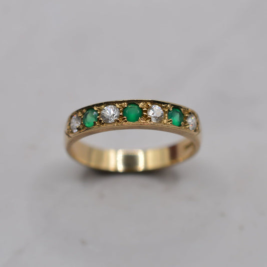 9ct Gold Emerald & CZ Half-Eternity Ring