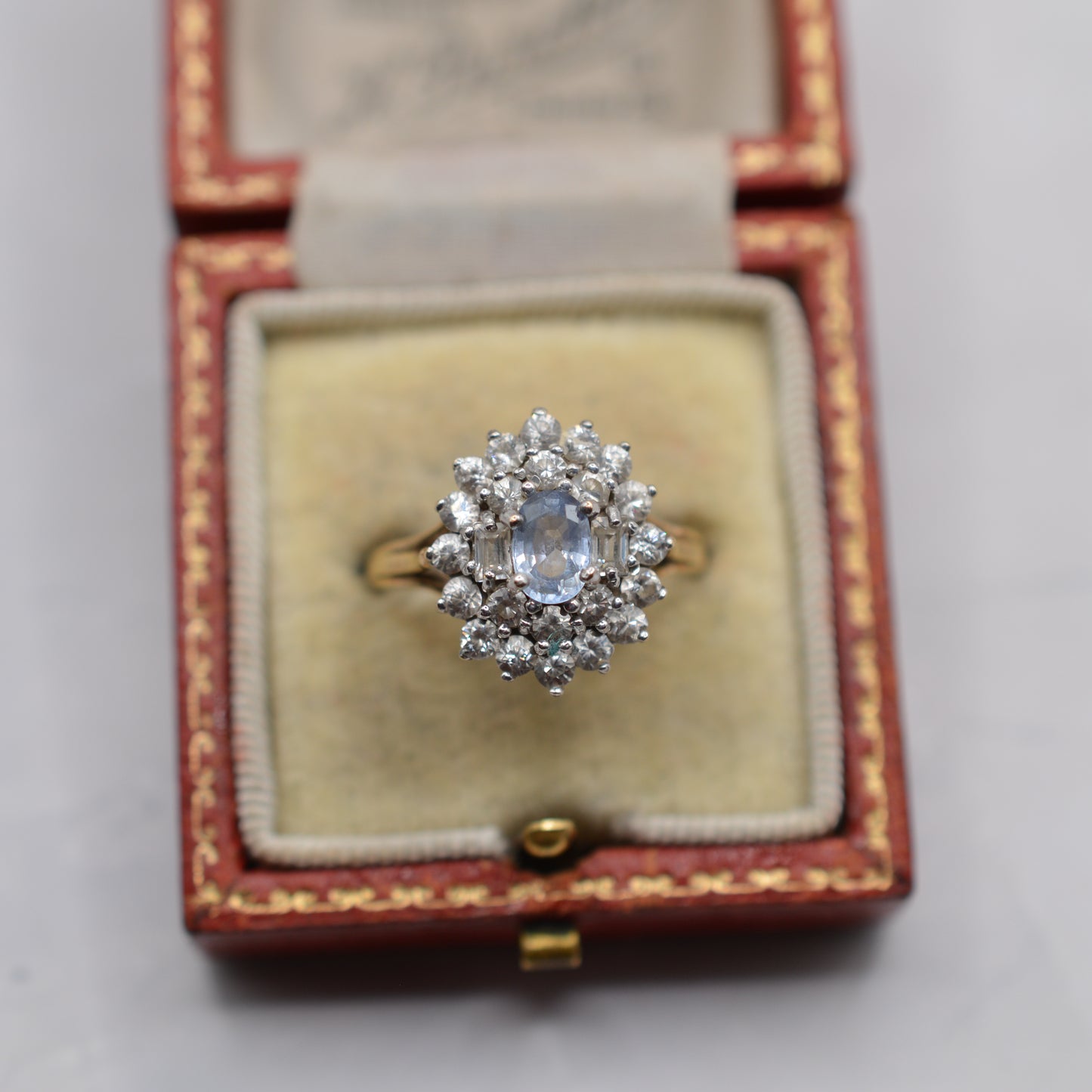 Chunky 1980s 9ct Gold Sapphire Cluster Ring