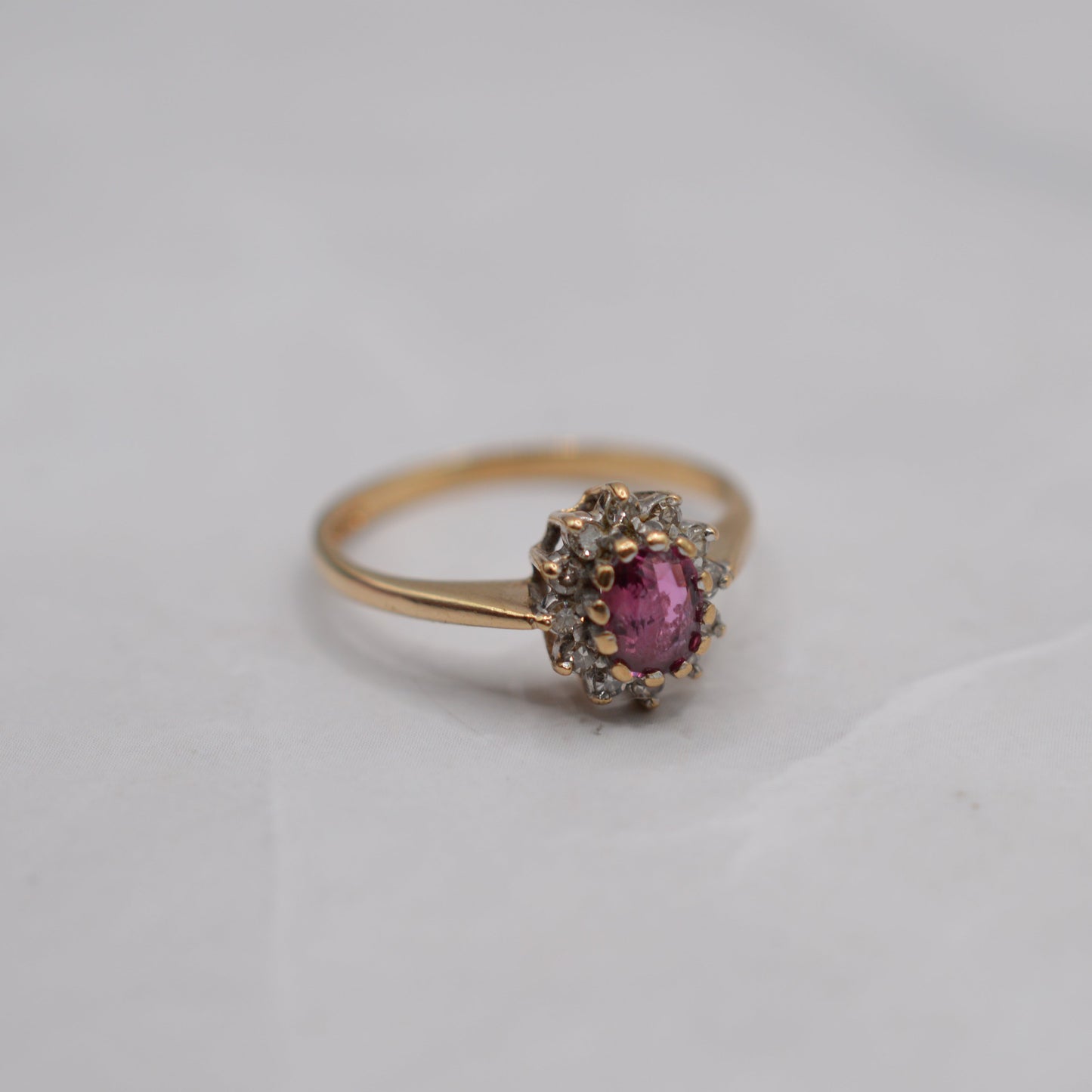 1980s 9ct Gold Ruby & Diamond Cluster Ring