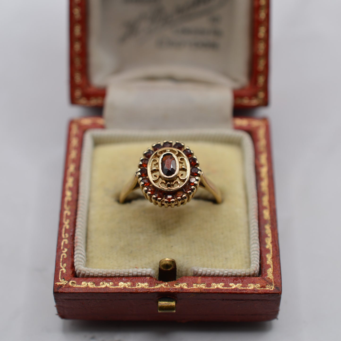 1990s Vintage 9ct Gold Garnet Dress Ring
