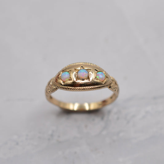 9ct Gold Opal Trilogy Gypsy Ring