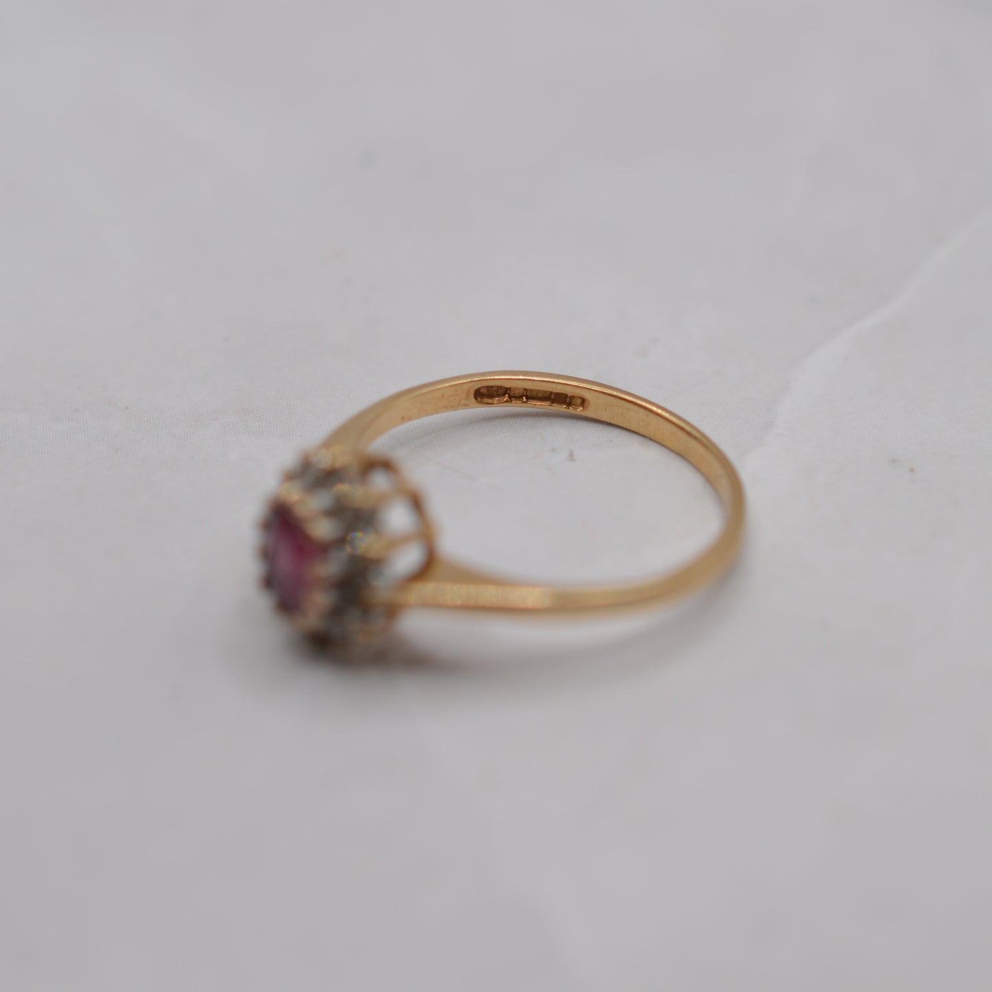 1980s 9ct Gold Ruby & Diamond Cluster Ring