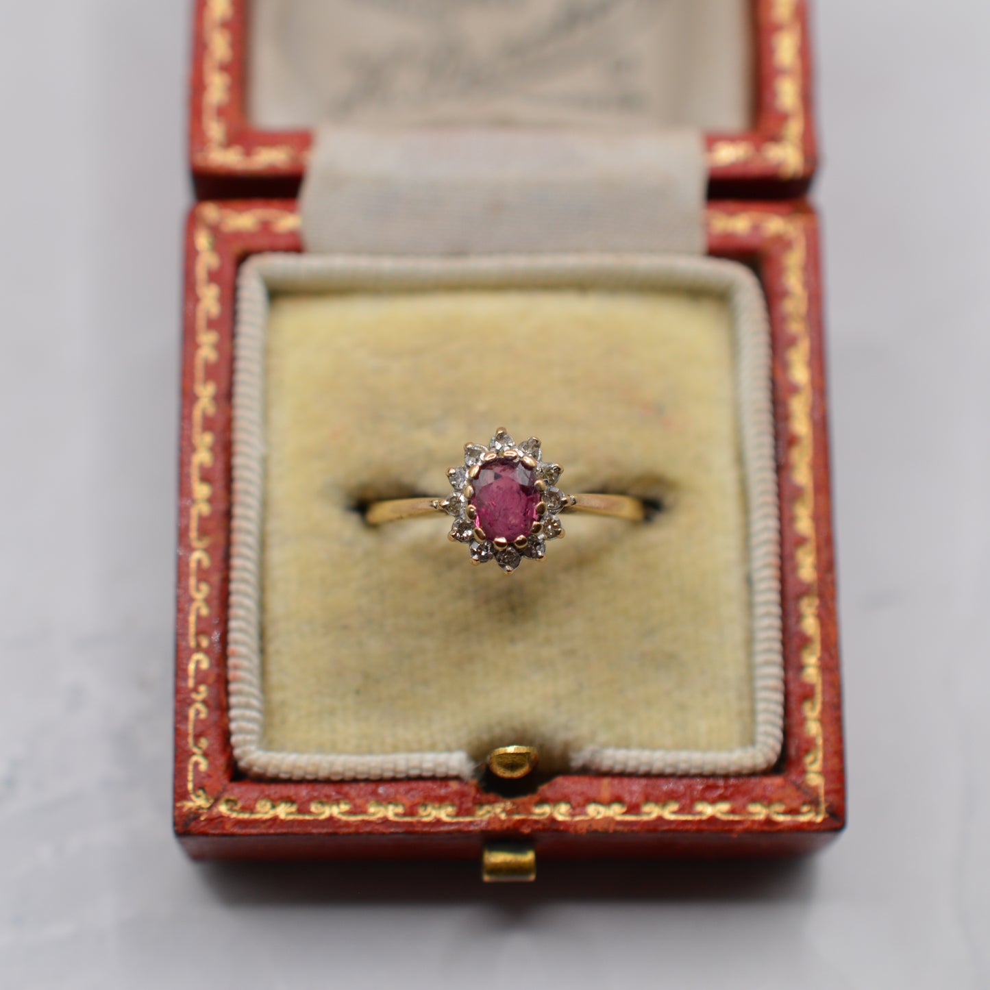 1980s 9ct Gold Ruby & Diamond Cluster Ring