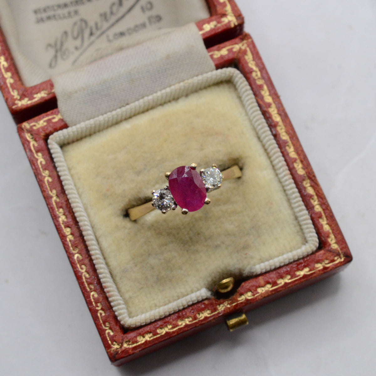 18ct Gold Ruby & Diamond Trilogy Ring
