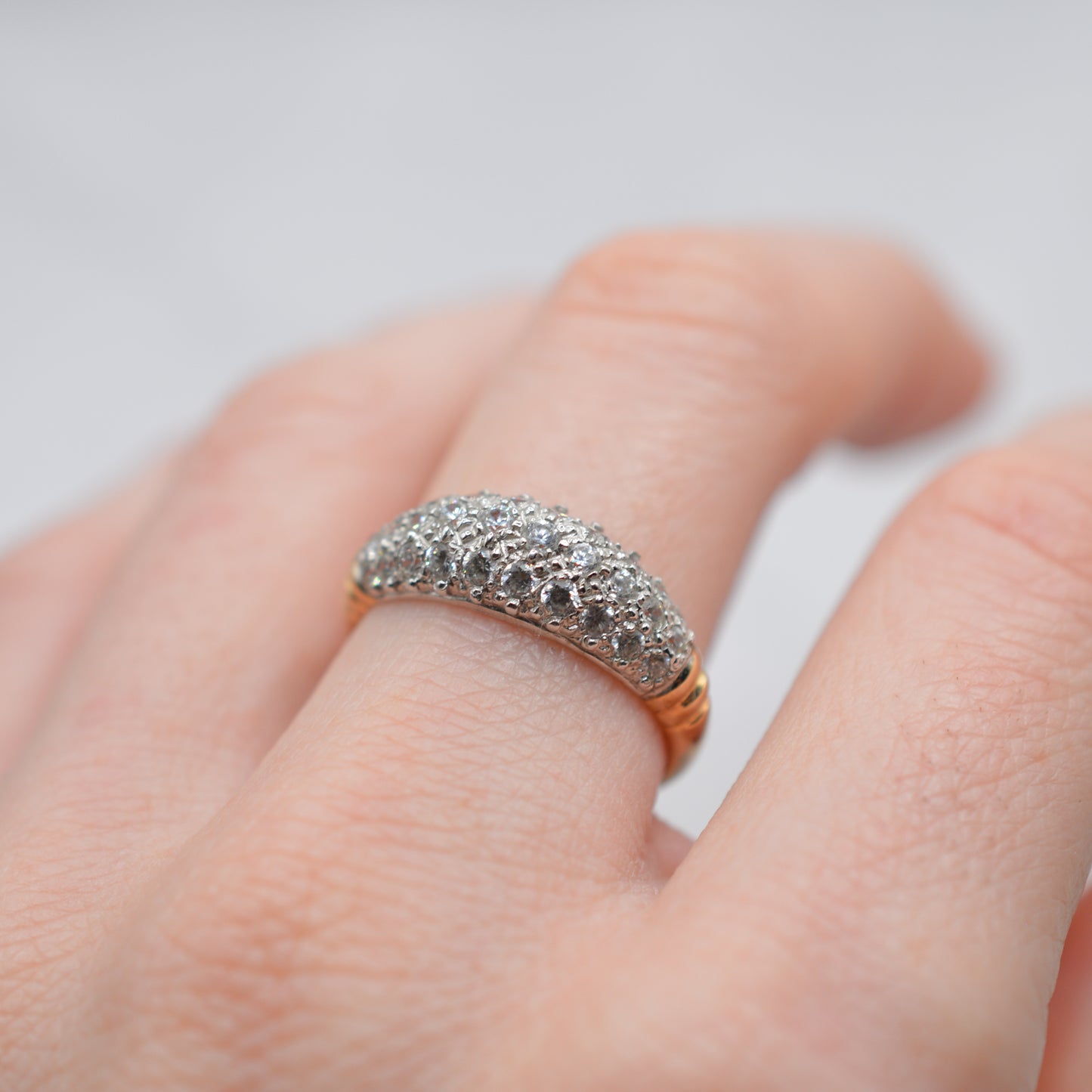 Chunky 9ct Gold Cubic Zirconia Dome Ring