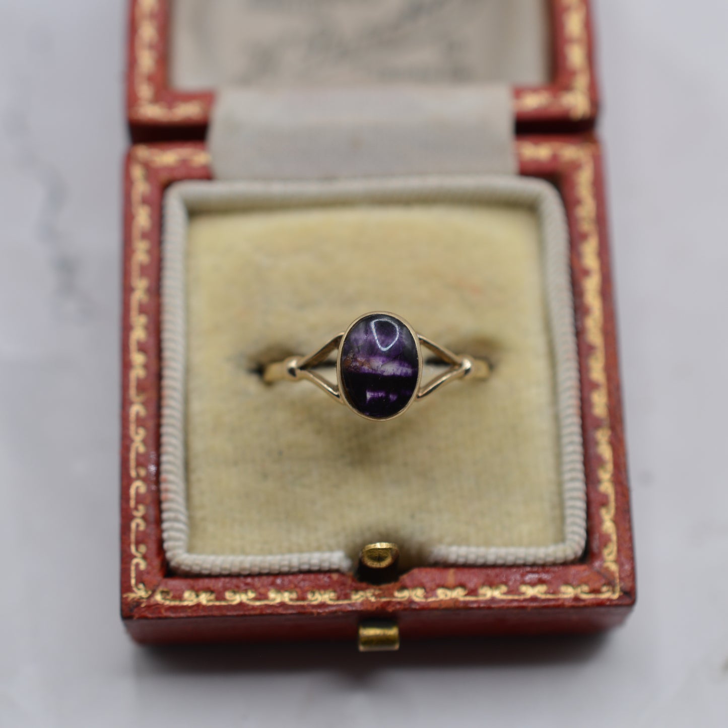 1990s 9ct Gold Blue John Ring