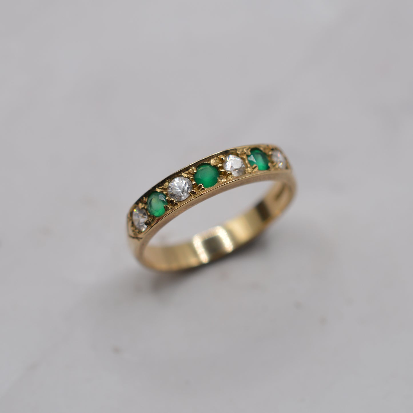 9ct Gold Emerald & CZ Half-Eternity Ring
