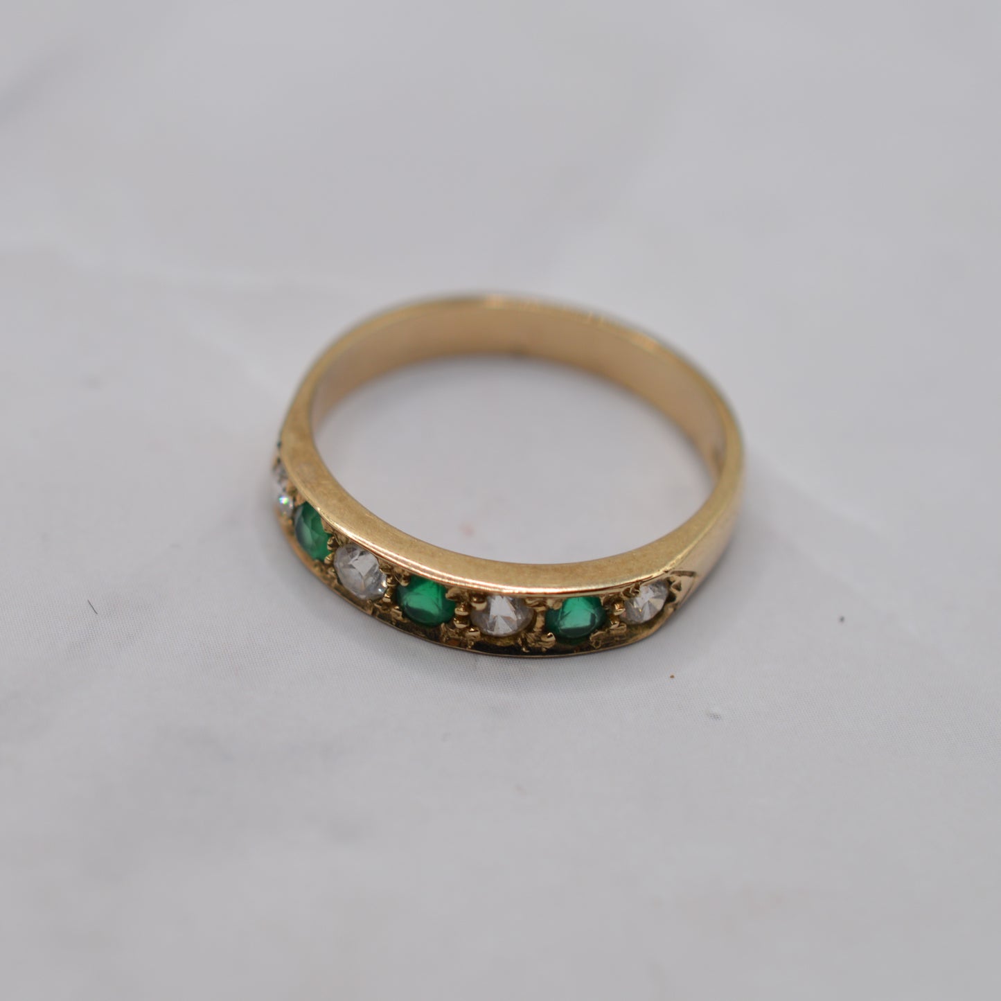 9ct Gold Emerald & CZ Half-Eternity Ring