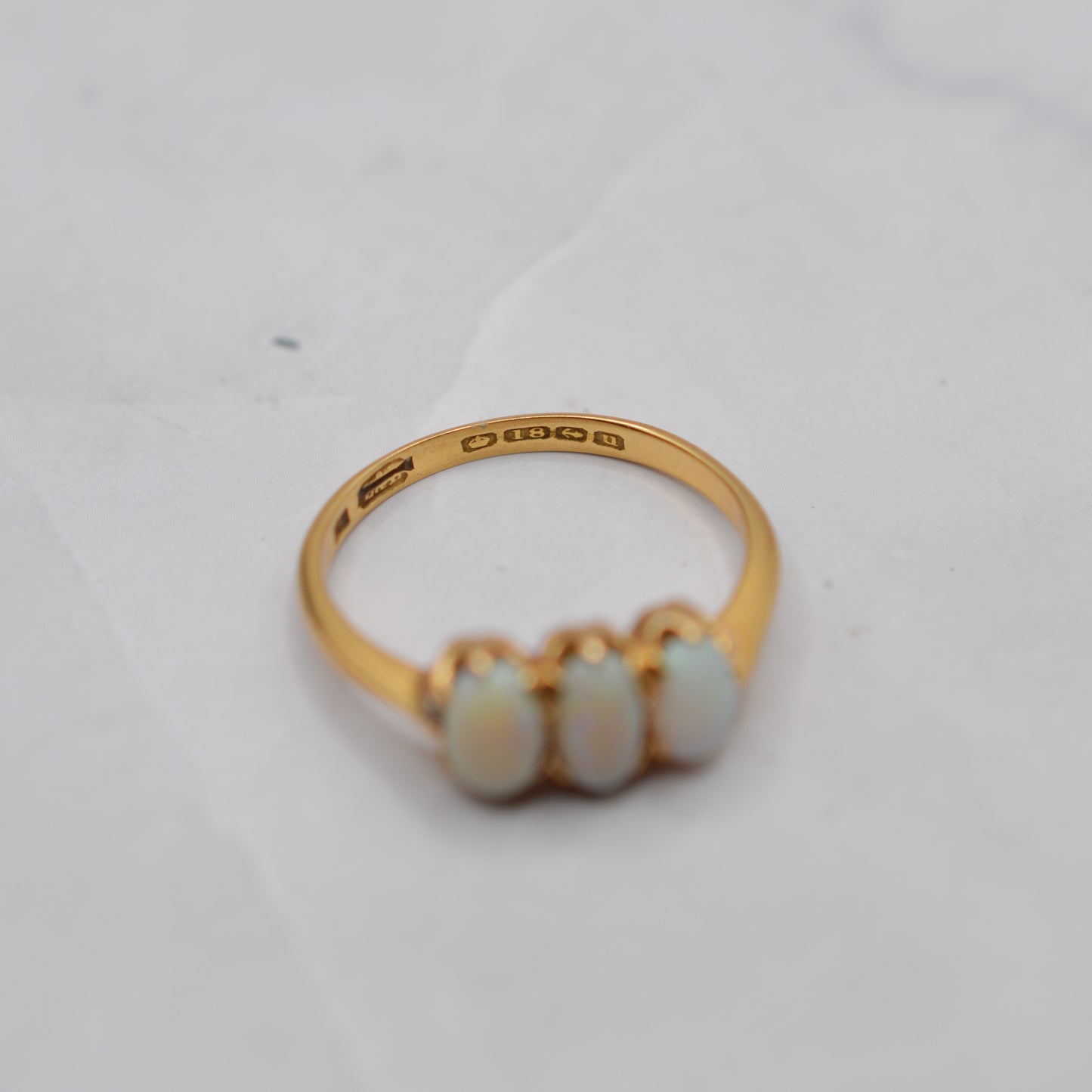 Antique 1919 18ct Gold Opal Trilogy Ring