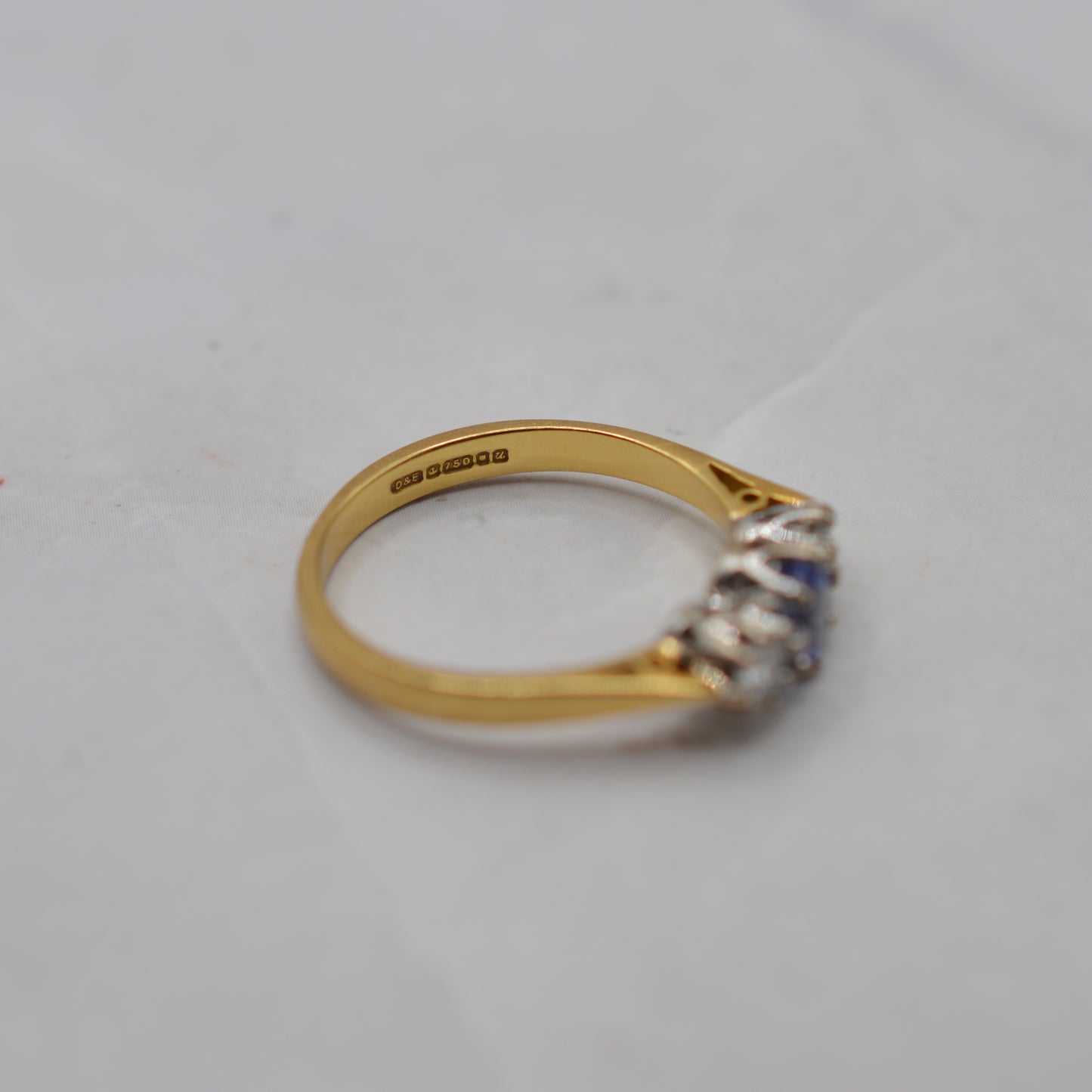 1990s 18ct Gold Tanzanite & Diamond Trilogy Ring