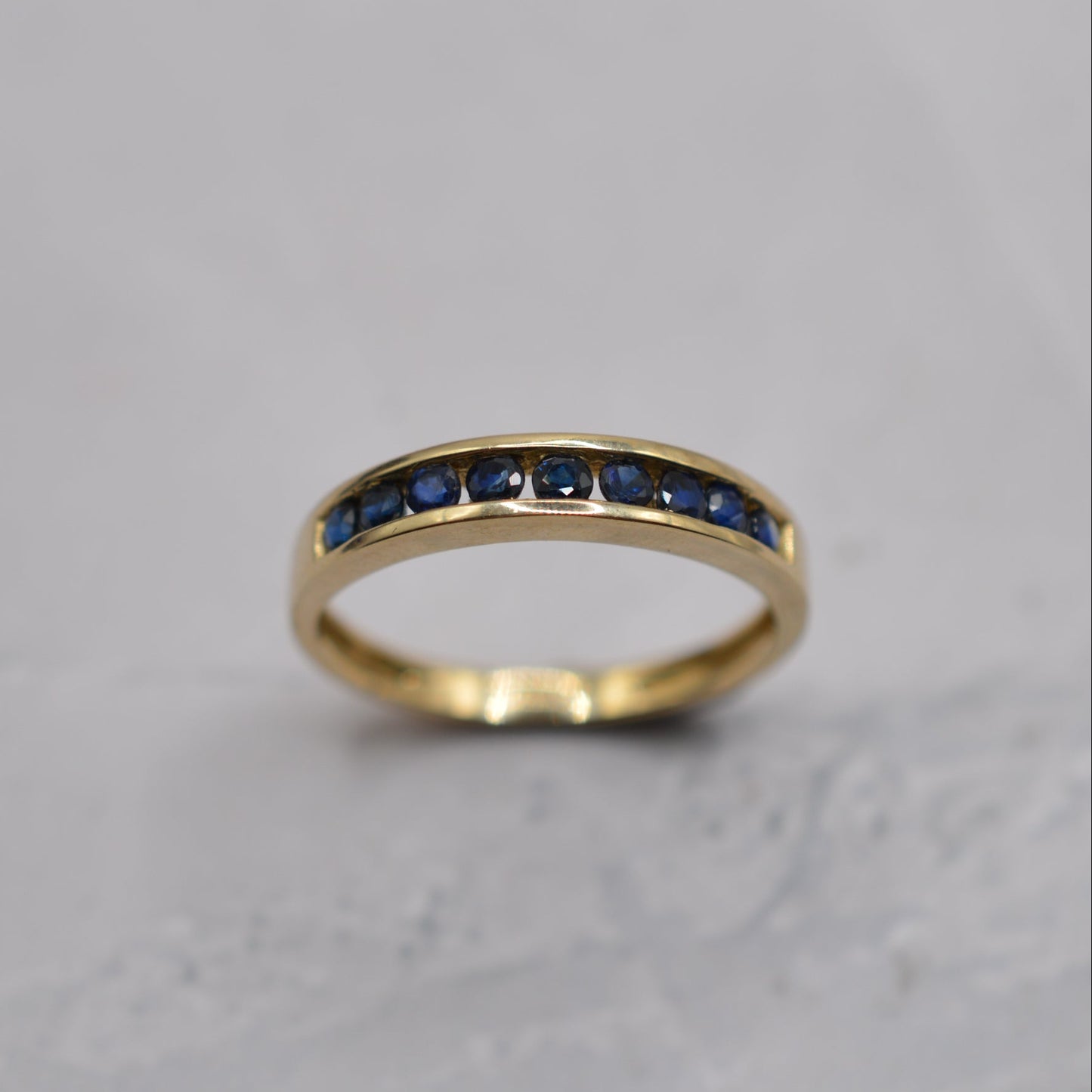 Y2K 9ct Gold Sapphire Half-Eternity Ring