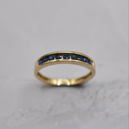 Y2K 9ct Gold Sapphire Half-Eternity Ring