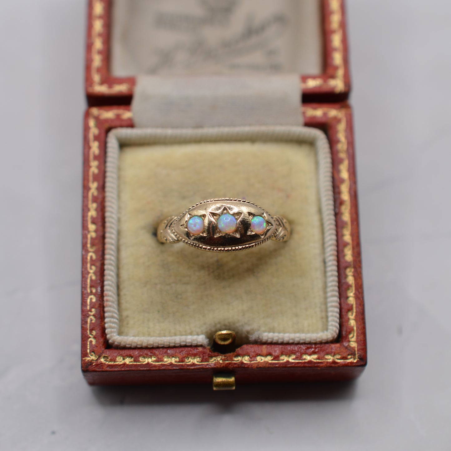 9ct Gold Opal Trilogy Gypsy Ring