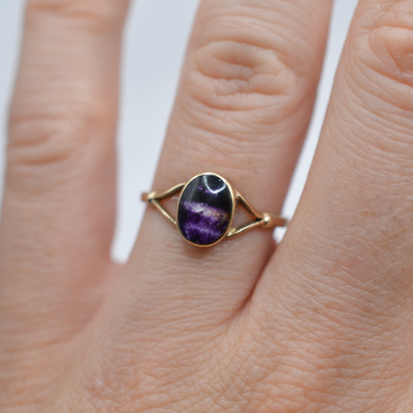 1990s 9ct Gold Blue John Ring